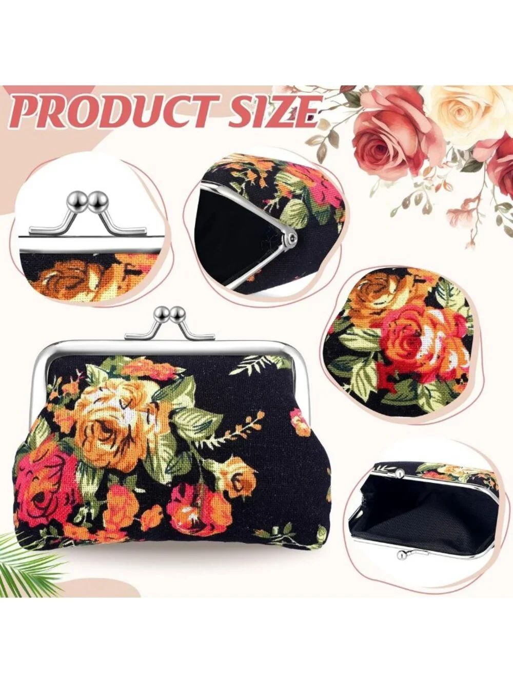 48 Vintage Floral Coin Purses Set - Cute Rose Design, Perfect for Gifts